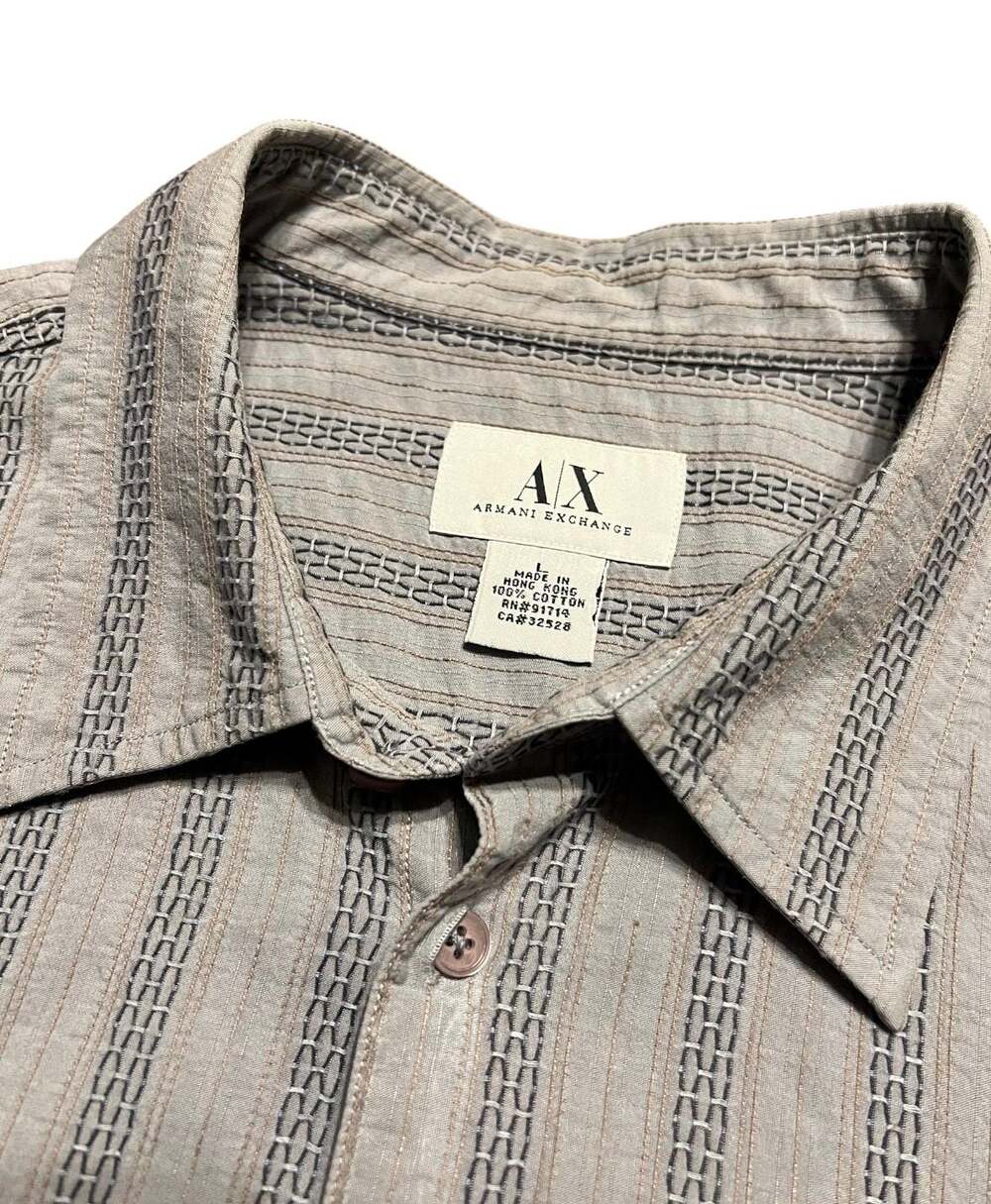 Armani Exchange A|X Men's Striped Short Sleeve Button Down Shirt Size L